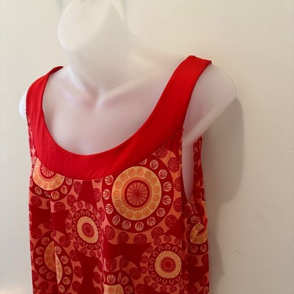 Jennifer Lauren Orange Red Boho Bohemian Flowy Flowing mMedallion Tank XL - Picture 3 of 7